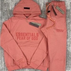 Fear of God Essentials Coral Hoodie and Sweatpants Set